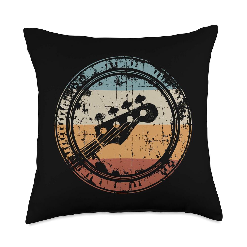 1964 Vintage Bass Guitar Headstock for Bassist and Bass Player Throw Pillow